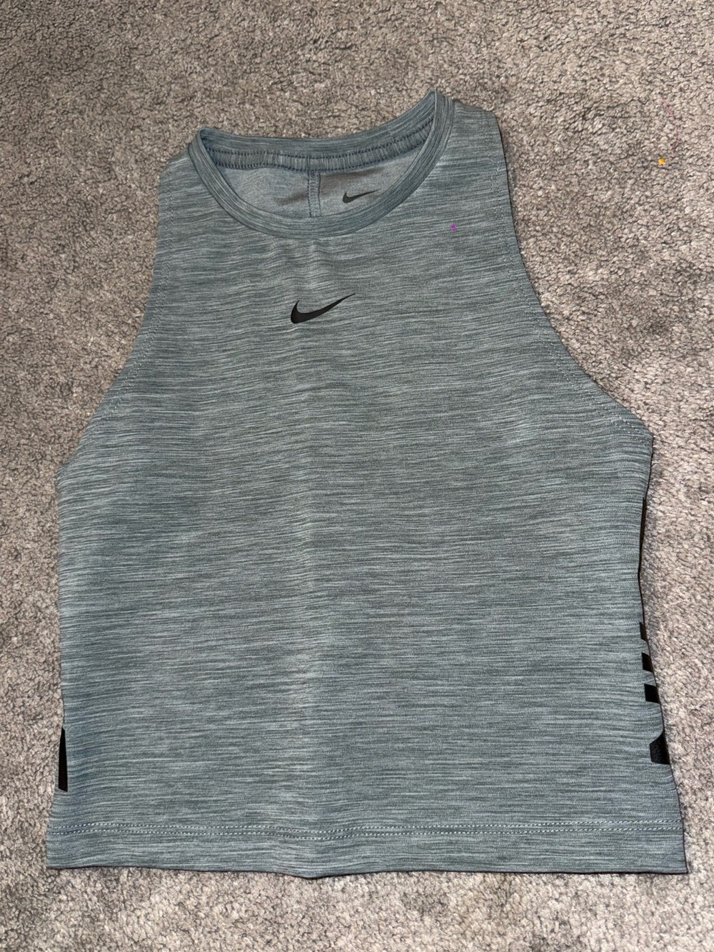 Nike Women’s Heathered Light Grey Racerback Tank with Black Swoosh